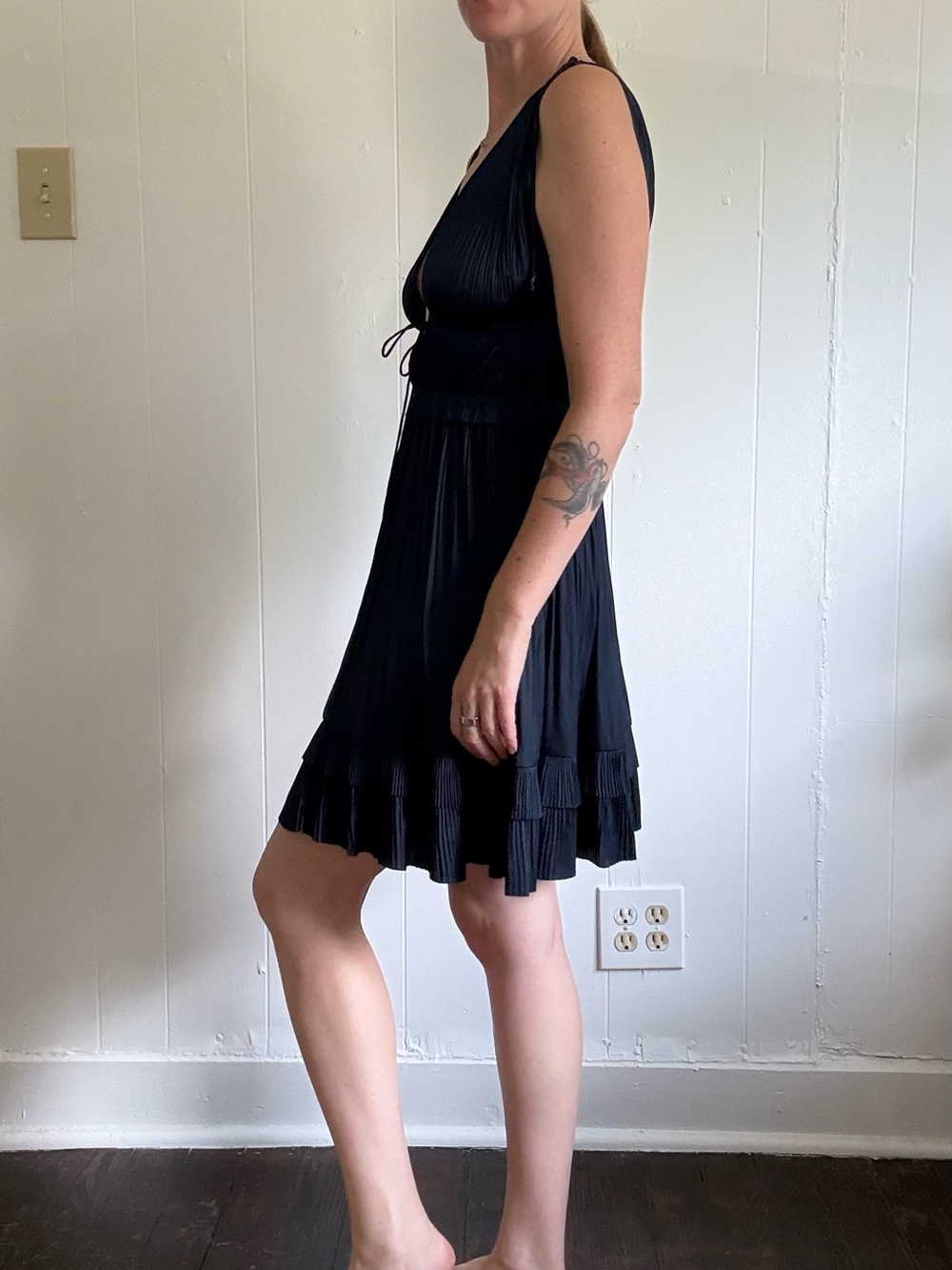 Ulla Johnson Navy Pleated Tie-Front Mini Dress - Picture 2 of 9